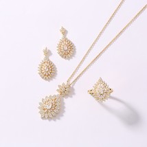 Jeweler Set HADIYANA High Quality Zircon Necklace Earrings And Ring Sets Women P - £34.30 GBP