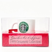 Starbucks Coffee 1999 Ornament Collection Mini Cup Mug Mermaid Siren Logo Box - £22.98 GBP