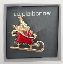 Liz Claiborne Christmas Holiday Sled Presents Sleigh Brooch Pin *New  - $20.31 CAD