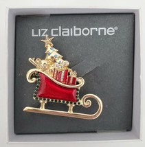 Liz Claiborne Christmas Holiday Sled Presents Sleigh Brooch Pin *New  - £11.86 GBP