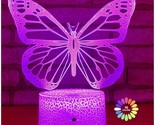 Butterfly Night Light, Birthday Gift For Girls 3D Illusion Lamp Kids Bed... - $39.99