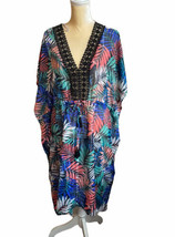 Club Z Collection Womens Tropical Leaves SWim Beach Cover up Leaves Sz X... - £26.30 GBP