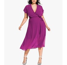 City Chic Womens Large 20 Amethyst Tied Faux Wrap Dress NWT AR71 - £46.45 GBP