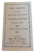 Vtg Mrs.Price&#39;s Completo Istruzioni per Inscatolamento Pubblicità Libret... - $13.29