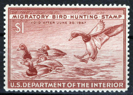 US RW13 MNH VF $1 red brown Redhead Duck Revenue Zayix Stamps 0225MAR0031 - £29.57 GBP