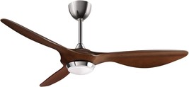 Reiga 52-In Brown Modern Ceiling Fan With 3 Wood Grain Color Blades,, Garage. - £197.37 GBP