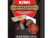 KIWI LEATHER CARE KIT Black&amp;Brown Shoe Polish, Shine Brush&amp;Cloth, 2 Appl... - $24.95