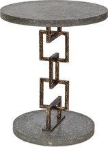 Chairside Table End Side MAITLAND-SMITH Circuit Cast Stone Top Wrought Iron - £1,680.31 GBP