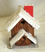 Primitive Folk Art Bird House Wooden Free Standing Birdhouse - £15.76 GBP