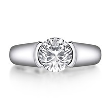 925 Silver Rings Women Engagement Jewelry 2 ct Round Cut Sona Diamond Wedding Be - £36.71 GBP
