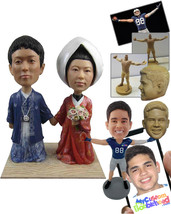 Personalized Bobblehead Traditional Chinese Wedding Couple Wearing Classic Chine - £124.69 GBP