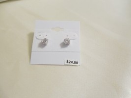 Department Store 1/4&quot;Silver Tone Cubic Zirconia Stud Earrings J617 - £9.03 GBP