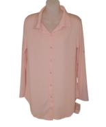 LuLaRoe Valentina Solid Light Pink Roll Sleeve Button Up Shirt Size XL NWT - $33.75 CAD