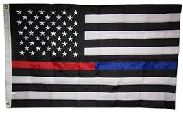 AES 3x5 Embroidered USA First Responder Red Blue Line 220D Sewn Nylon Flag 3&#39;x5&#39; - £18.60 GBP