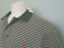 NEW! Polo Ralph Lauren Polo Shirt! L  *Green Striped*  *Soft Smooth Cotton* - £37.16 GBP