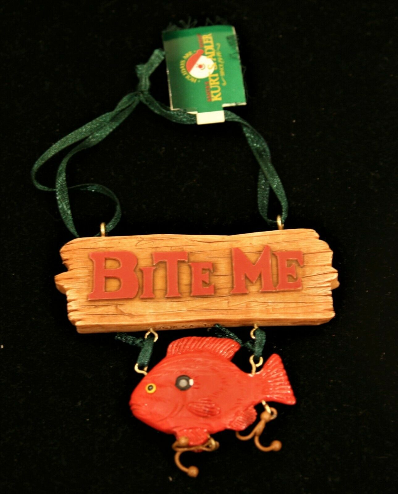 Primary image for New Kurt Adler hand-painted resin "Bite Me" fishermen's Christmas ornament