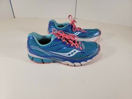 SAUCONY RIDE 8 Womens 8 Aqua Blue Oran Athletic Running Shoes Power Grid... - $33.04 CAD