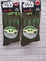 2 Pair, Disney Star Wars Grogu In Pram Baby Yoda Novelty Crew Socks 9-13... - $9.49