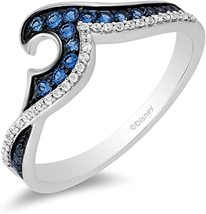 Engagement Enchanted Disney Sterling Silver with With Blue &amp; White Diamond Ring - £74.71 GBP