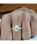 Pear Cut Engagement Ring Lab Grown Diamond 3 CT Solitaire Diamond Ring P... - $3,994.33 CAD