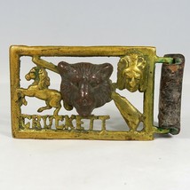 1950s Davy Crockett Brass &amp; Pot Metal Belt Buckle Bear Indian Rifle Horse - €42,18 EUR
