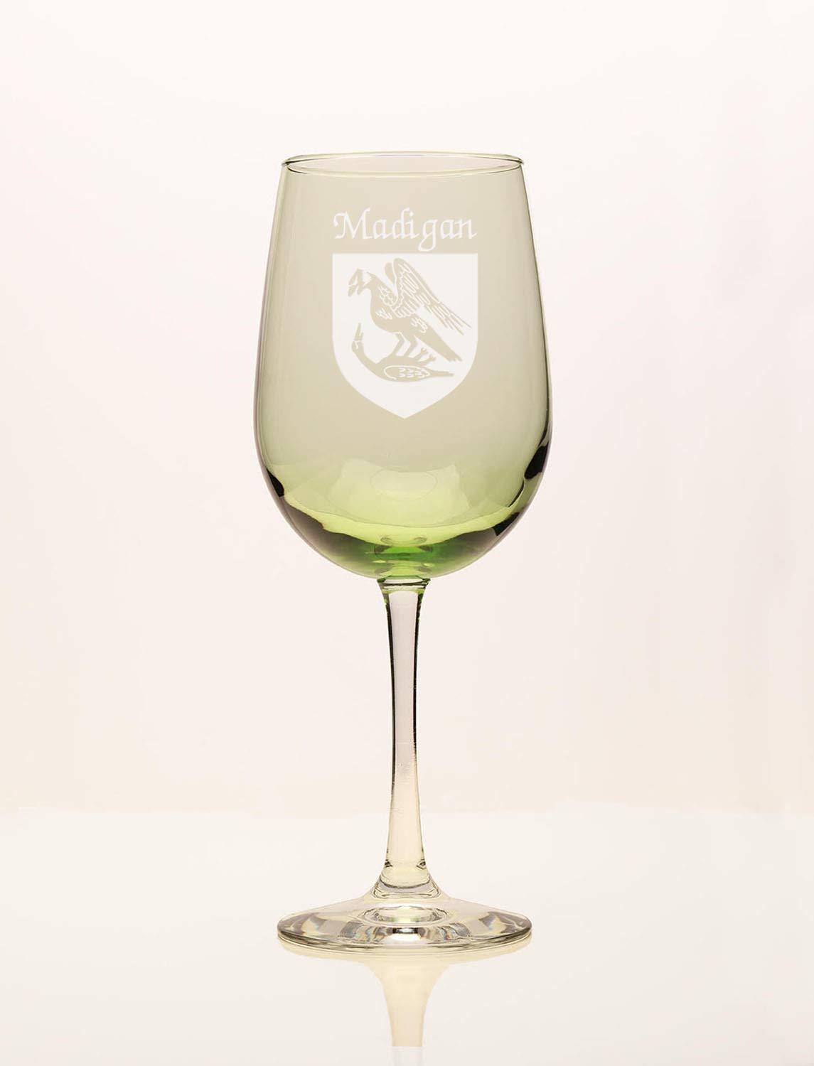 Madigan Irish Coat of Arms Green Wine Glass