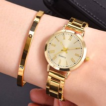 Women Watch LOVE Bracelet Set Gift Ladies Fashion Wristwatch Gold Strap ... - £13.33 GBP