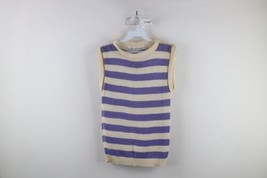 Vintage 90s Streetwear Womens Small Striped Color Block Marled Knit Sweater Vest - £31.78 GBP