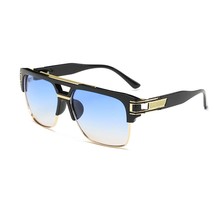 Aviator Square Sunglasses For Men Classic Oversize Sun Glasses Retro Semi Rimles - £31.71 GBP