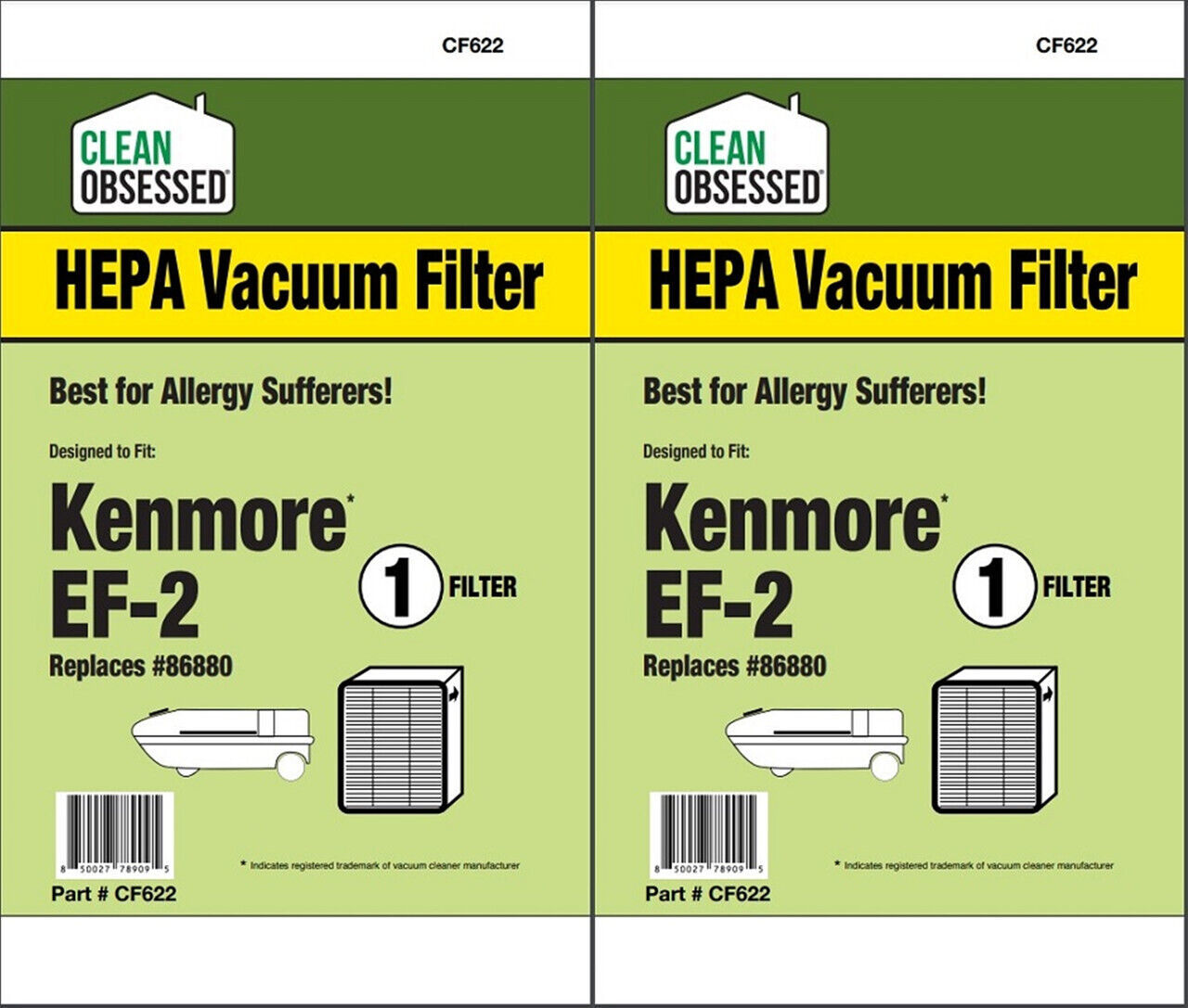 CF622 Kenmore EF-2 HEPA Filter w/Charcoal 2 pack - $13.95