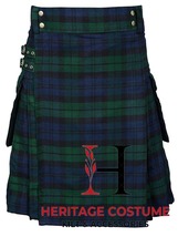 Scottish Handmade Traditional Black Watch Tartan Utility kilt &amp; Custom S... - $69.00+