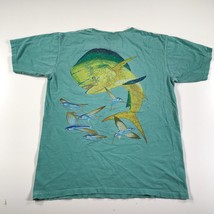 Guy Harvey Shirt Mens Medium Blue Chest Pocket Mahi Flying Fish Graphics - $13.98