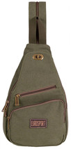 EuroSport Olive Messenger Sling Canvas Shoulder Bag Rucksack Travel Spor... - $39.55