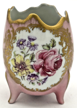 Vintage French Hand Painted Footed Egg Shaped Vase About 2.75&quot; Tall SKU PB206 - £19.97 GBP