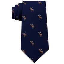 TOMMY HILFIGER Blue Rudolph Moose Red Nose Christmas Silk Twill Tie - £19.86 GBP