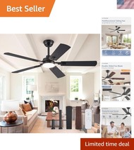 Black Modern Farmhouse Ceiling Fan with 6 Speeds &amp; Remote Control for In... - $100.49