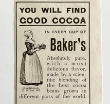 1906 Walter Baker Hot Chocolate Cocoa Advertisement Candy Ephemera 5.25 ... - $19.99