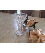 WATERFORD CRYSTAL SHORT FOOTED FLORAL BUD VASE TRUMPET STYLE 6&quot; - $22.72