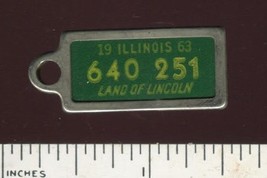 Vintage 1963 Illinois license plate keyring tag Metal Rim from Disabled Am Vets - £5.49 GBP