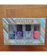 Nail Polish, set of 4, Nucolor mini nail polishes, Glitter Green Purple ... - £10.38 GBP