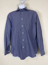 Chaps Men Size 15.5 (M) Blue Striped Button Up Shirt Long Sleeve 32/33 Pocket - £5.29 GBP