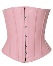 Pink leather low chest super corset with steel frame spiral cord - £41.54 GBP+
