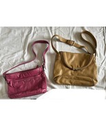 2 Vintage Genuine Leather Shoulder Bag Handbags Crossbody Y2K Tan 2000s ... - $65.36 CAD