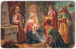 Art Postcard Nativity Gifts Of Magi Kings Holy Family 1918 - £3.86 GBP