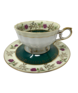 Antique Hand Painted Lofton China Cup and Saucer Green/Yellow Japan #546 - $14.24