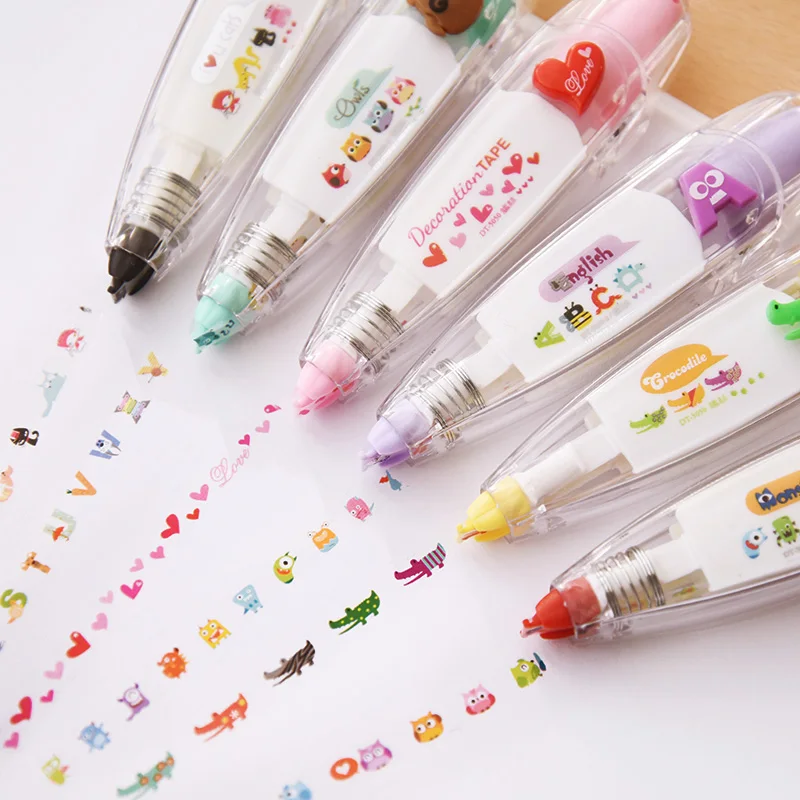 Cartoon Floral Sticker Tape Pen Funny Kids Stationery Notebook Diary Decoration - £7.15 GBP+
