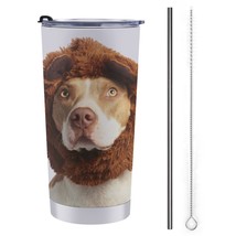 Mondxflaur Dog Cute Steel Thermal Mug Thermos with Straw for Coffee - £16.74 GBP