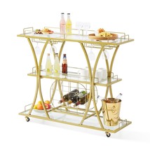 VEVOR 3-Tier Metal Bar Cart with Wine Rack, 180LBS Capacity, Gold Finish - $3,169.44 MXN