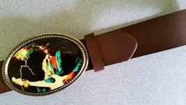 Jimi Hendrix Epoxy Belt Buckle ( 1976 Photo) Rock   &amp; 1 1/2&quot; Brown Bonde... - £19.74 GBP