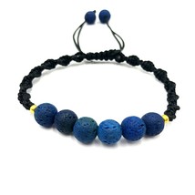 Dyed Dark Blue Lava 8x8 mm Round Beads Handmade Thread Bracelet AB8-94 - £5.05 GBP